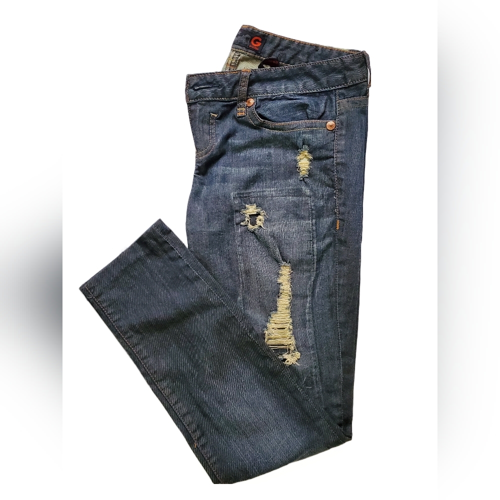 Vintage Guess Blue Skinny Distressed Jeans, Size 28